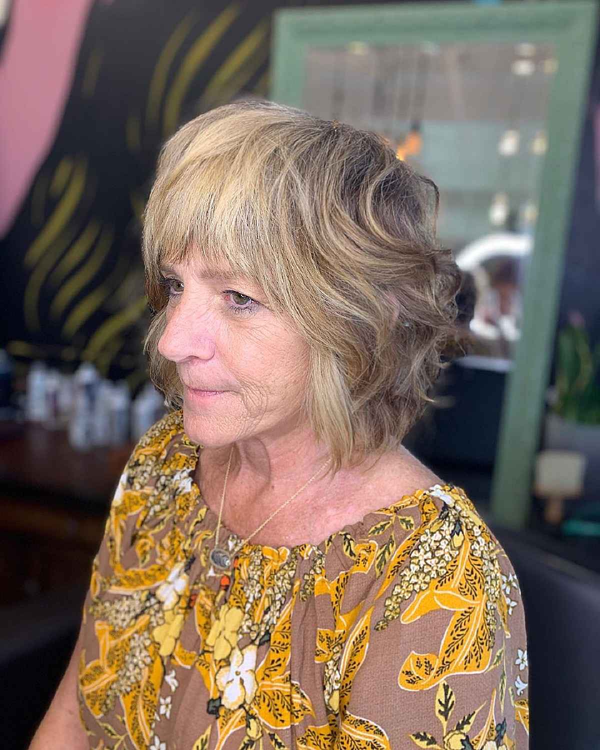 Shaggy Bob with Choppy Layers for Women Past Sixty
