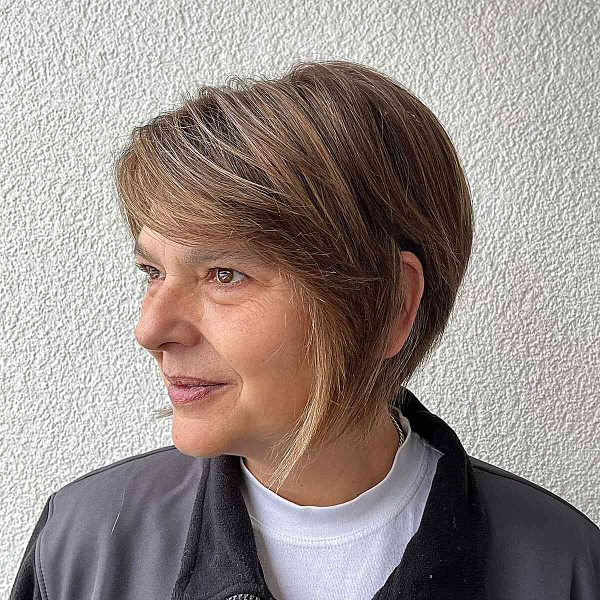 Short and Shaggy Bob with Side-Swept Bangs