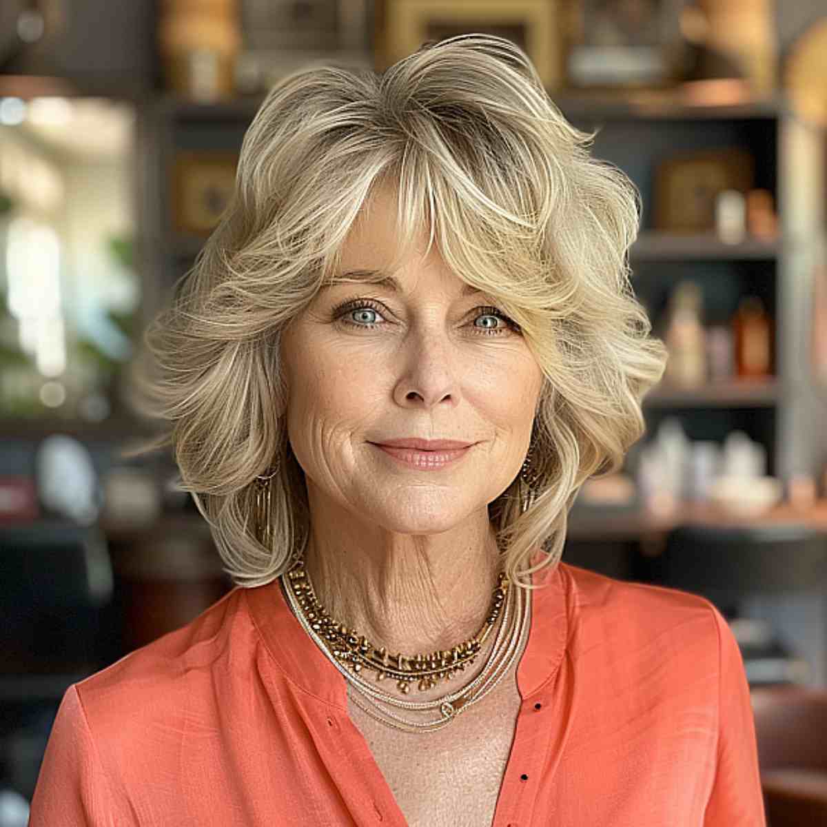 Shaggy bob with wispy ends for women over 70