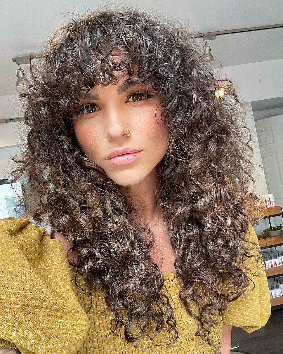 Shaggy Curly Hair with Bangs