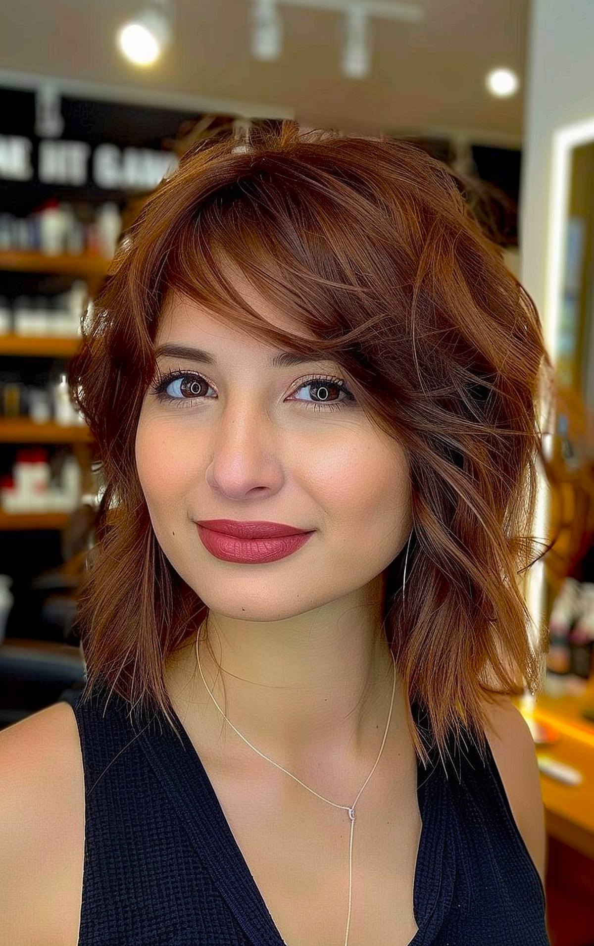 Shaggy layered medium bob with messy style for fine hair