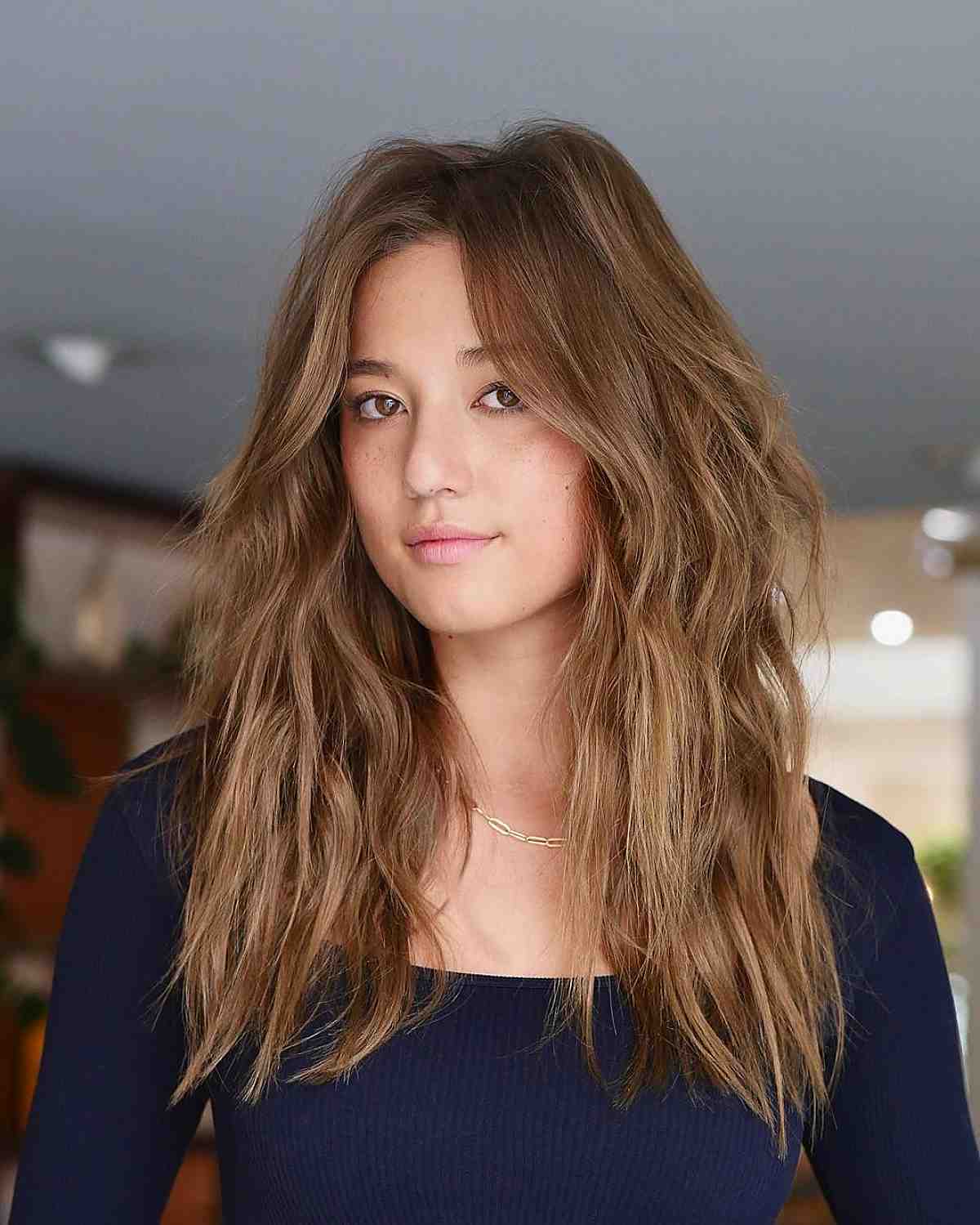 Shaggy Layered Waves With a Side Part