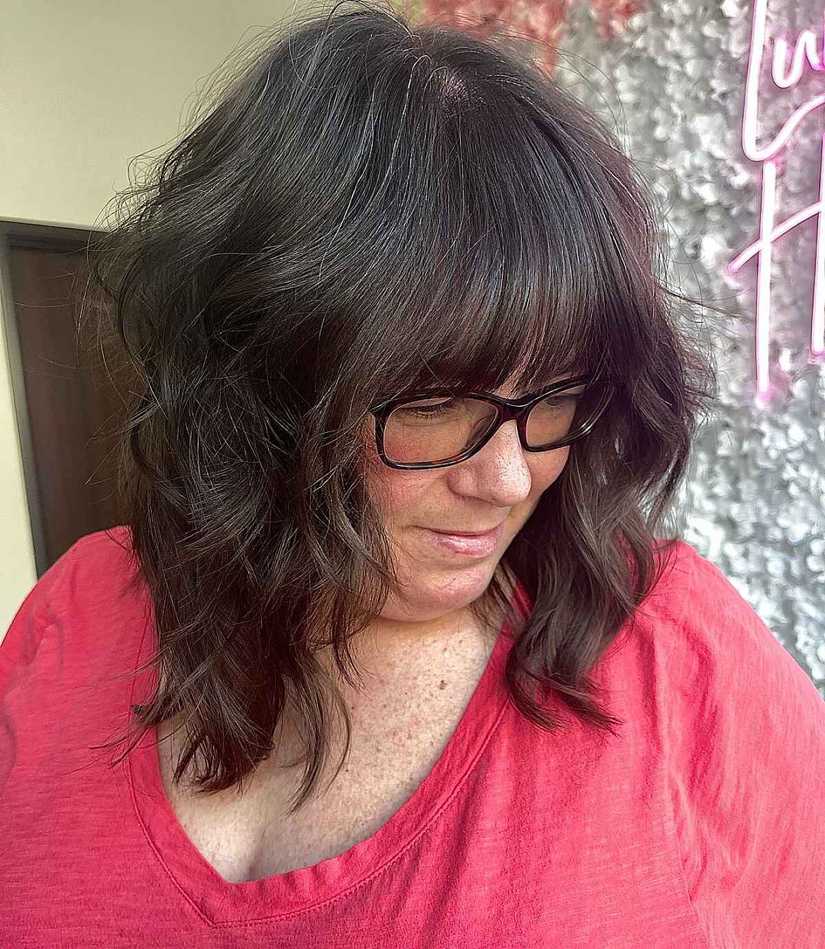 Shaggy Long Hair for Older Ladies with Glasses