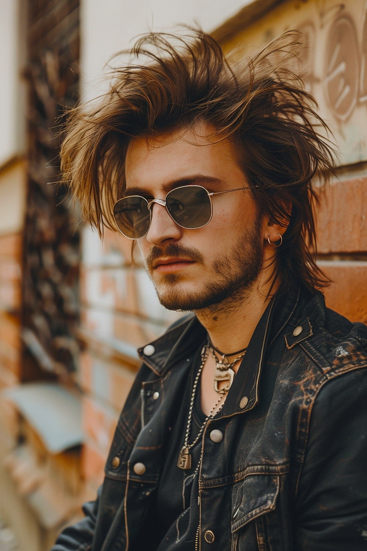 Grunge shaggy mullet style for men