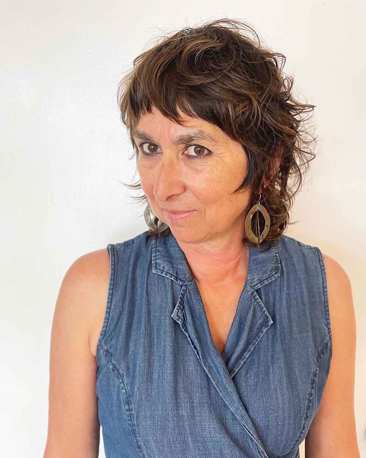 Shaggy Mullet with Bangs for Women Over 60