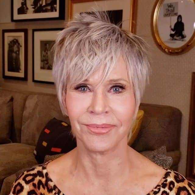 Shaggy pixie cut for fifty year old woman with fine hair