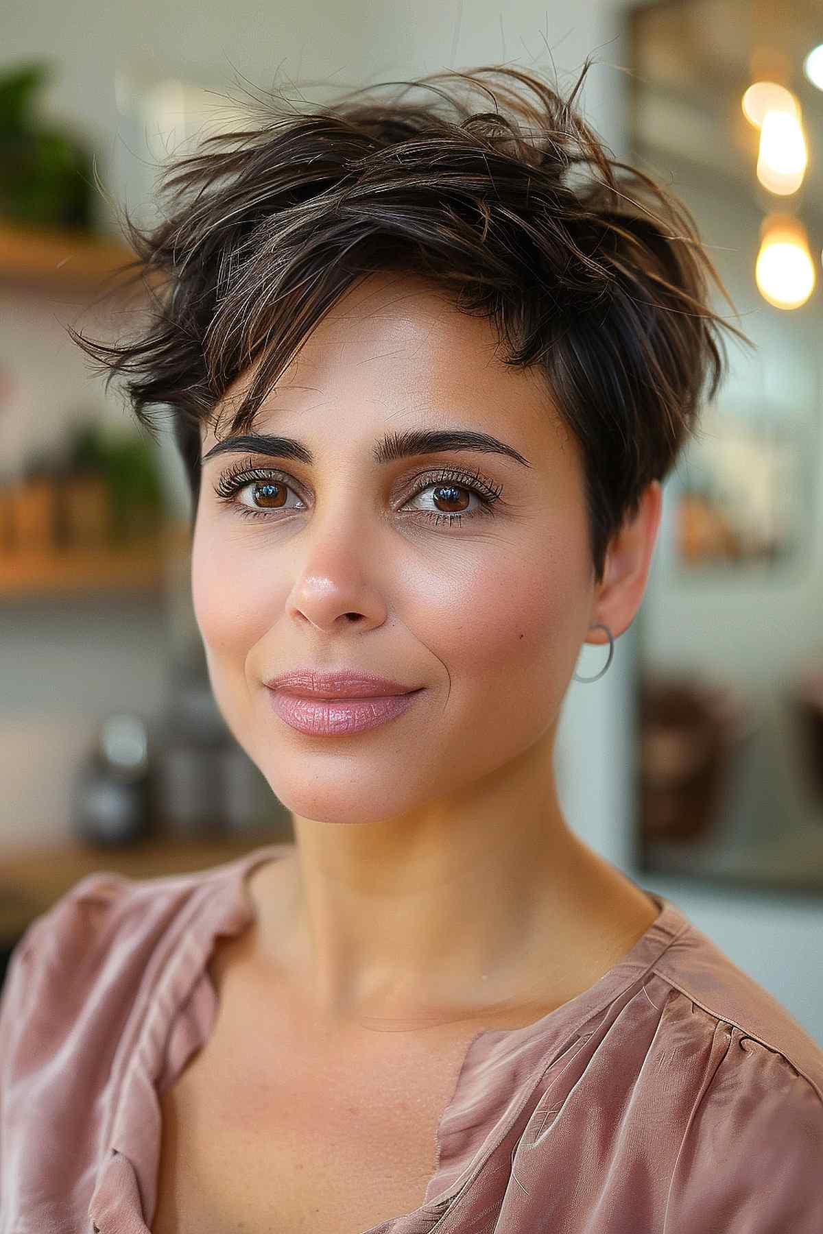 Shaggy textured pixie cut with choppy layers