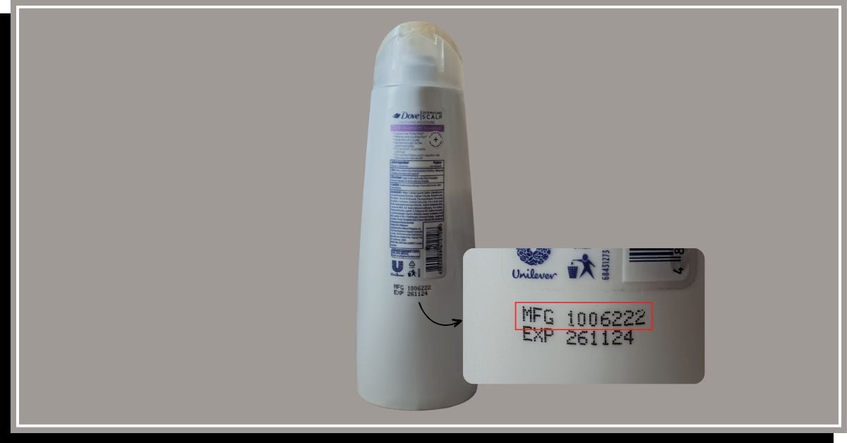 Shampoo bottle batch code
