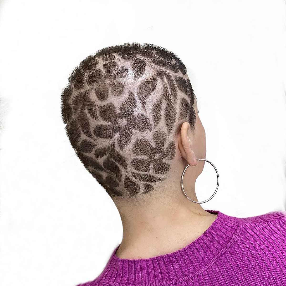 Shaved Head with Designs