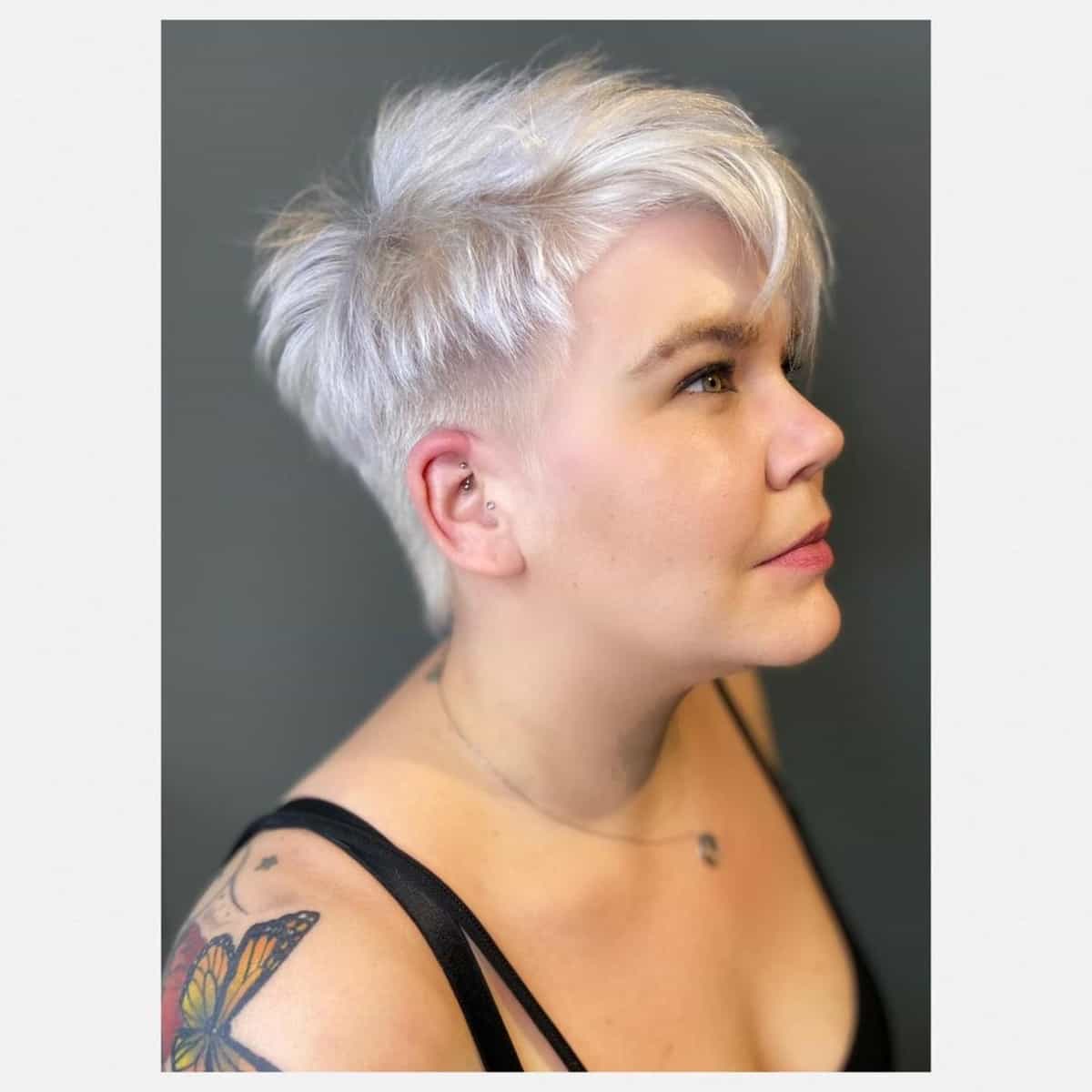Shaved pixie for a round face