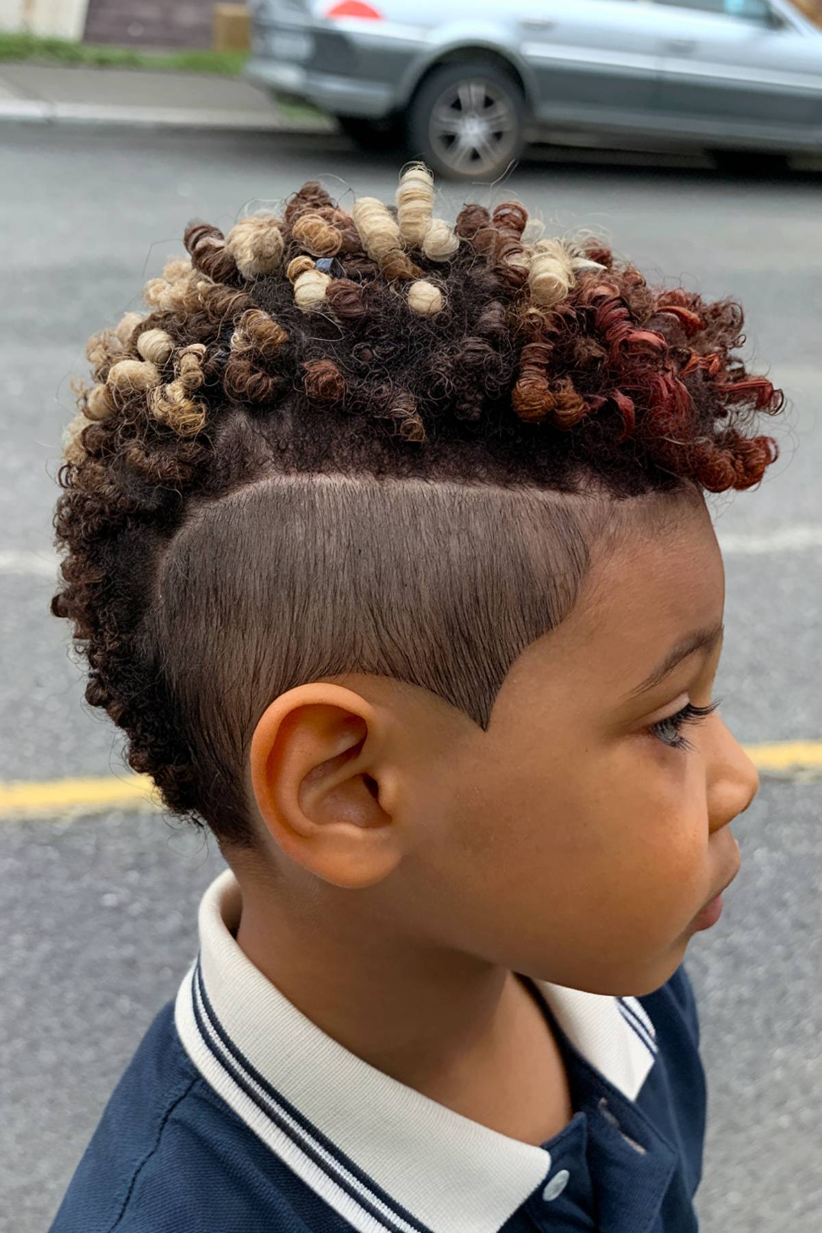 4C short curls with high fade for boys