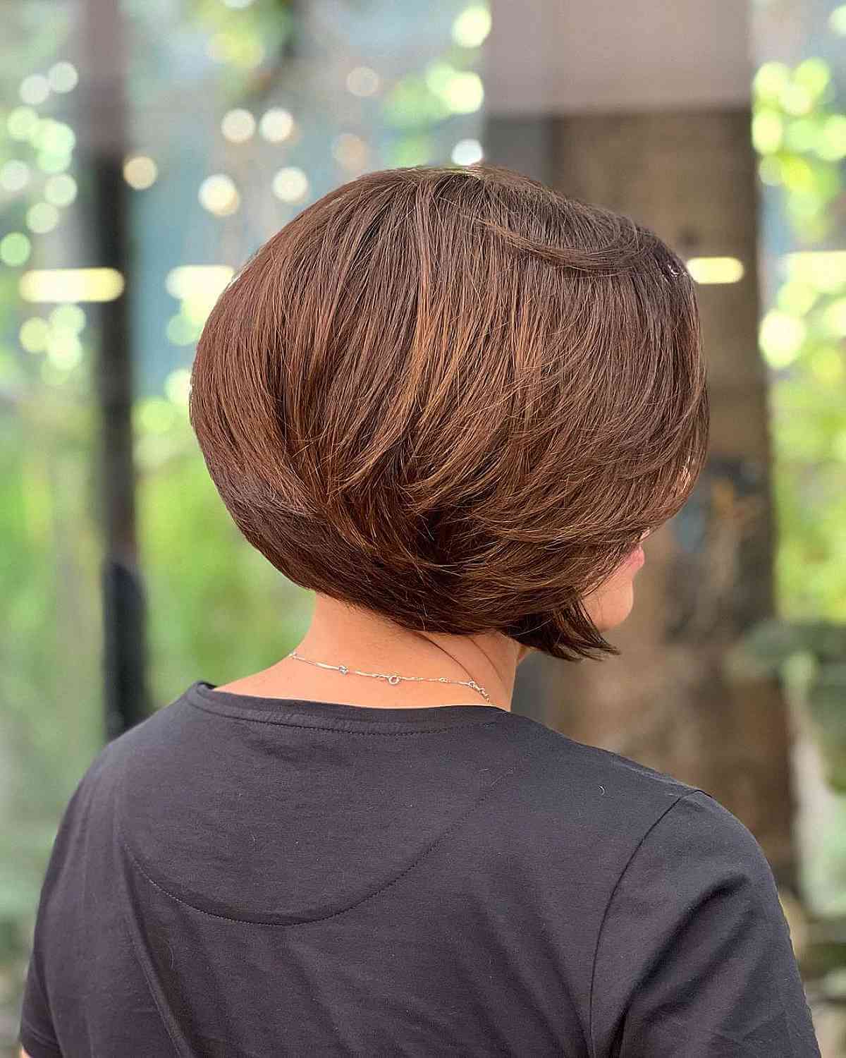 Short a-line bob hairstyle with layers