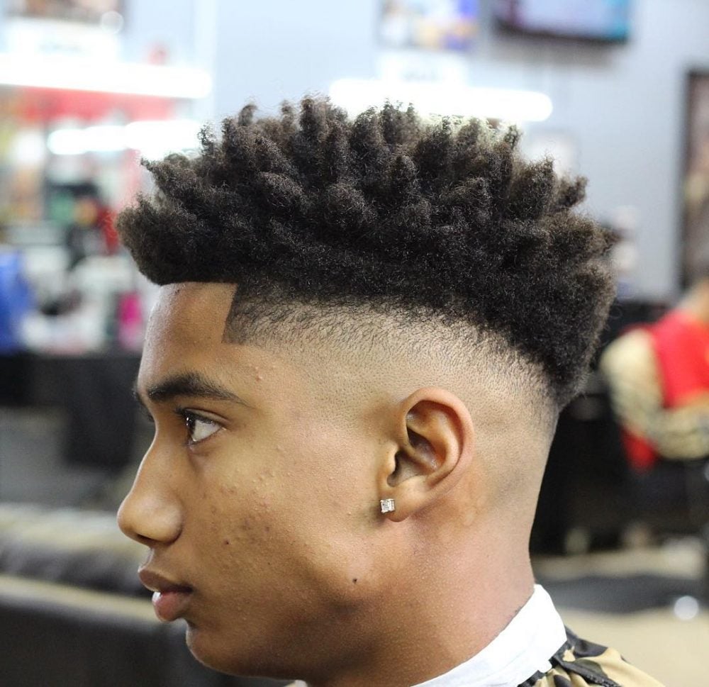 Short Afro with Bald Fade