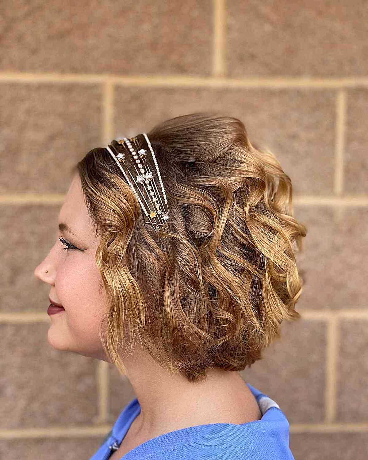 Short Airy Curls with a Headband for Prom