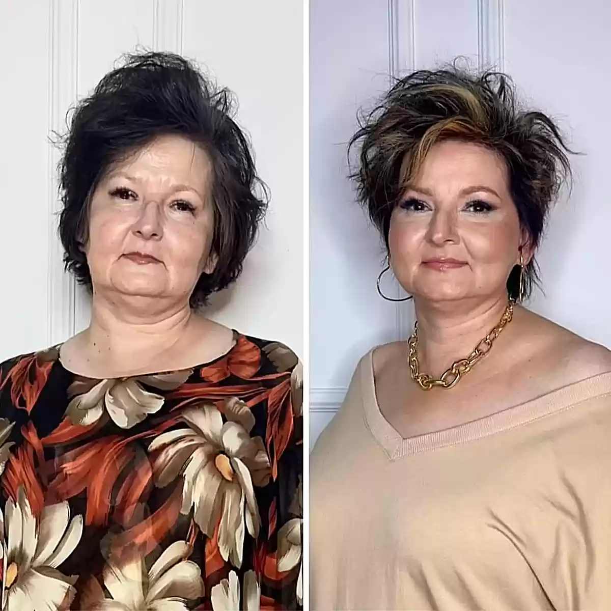 Short and Messy Layered Cut for Plus-Sized Ladies Aged 60