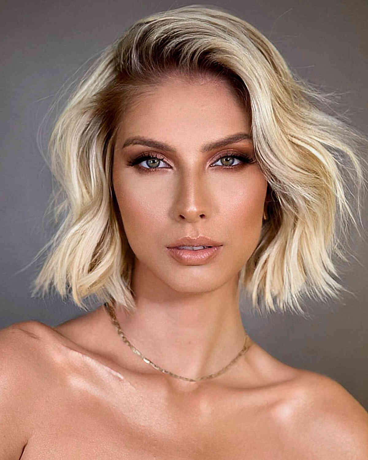 Short and Wavy Hair with Natural Roots