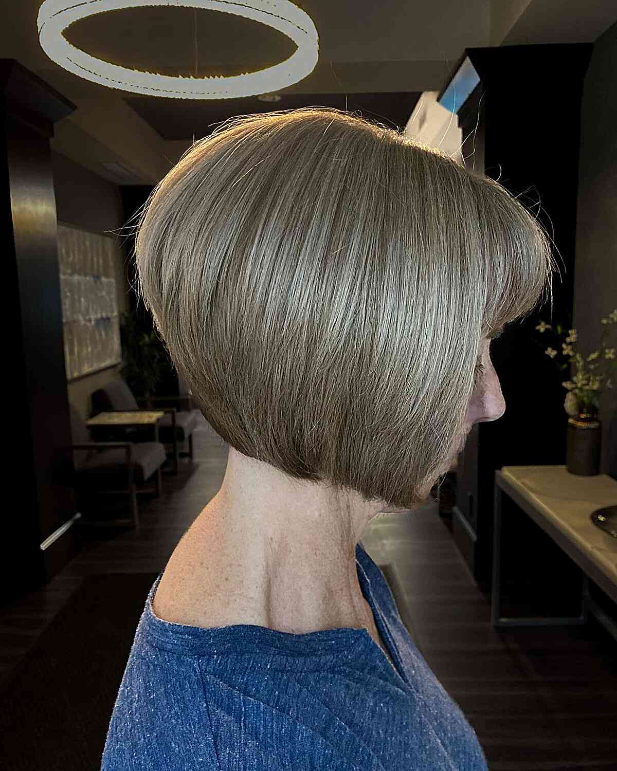 Short Angled Bob with Graduation for older women with aging hair