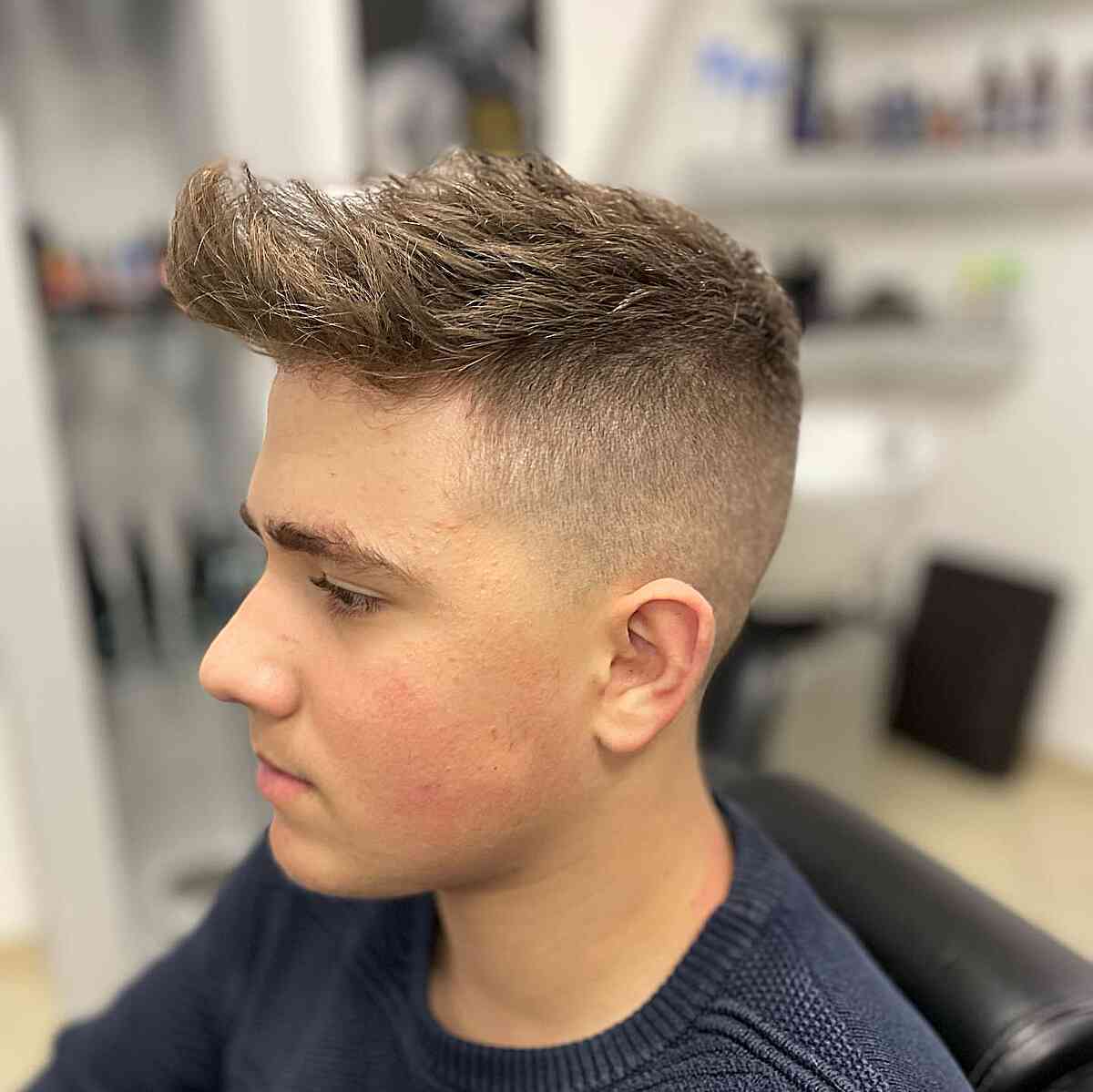 Short Bald Fade and Extra Choppy and Texture On Top for Dudes