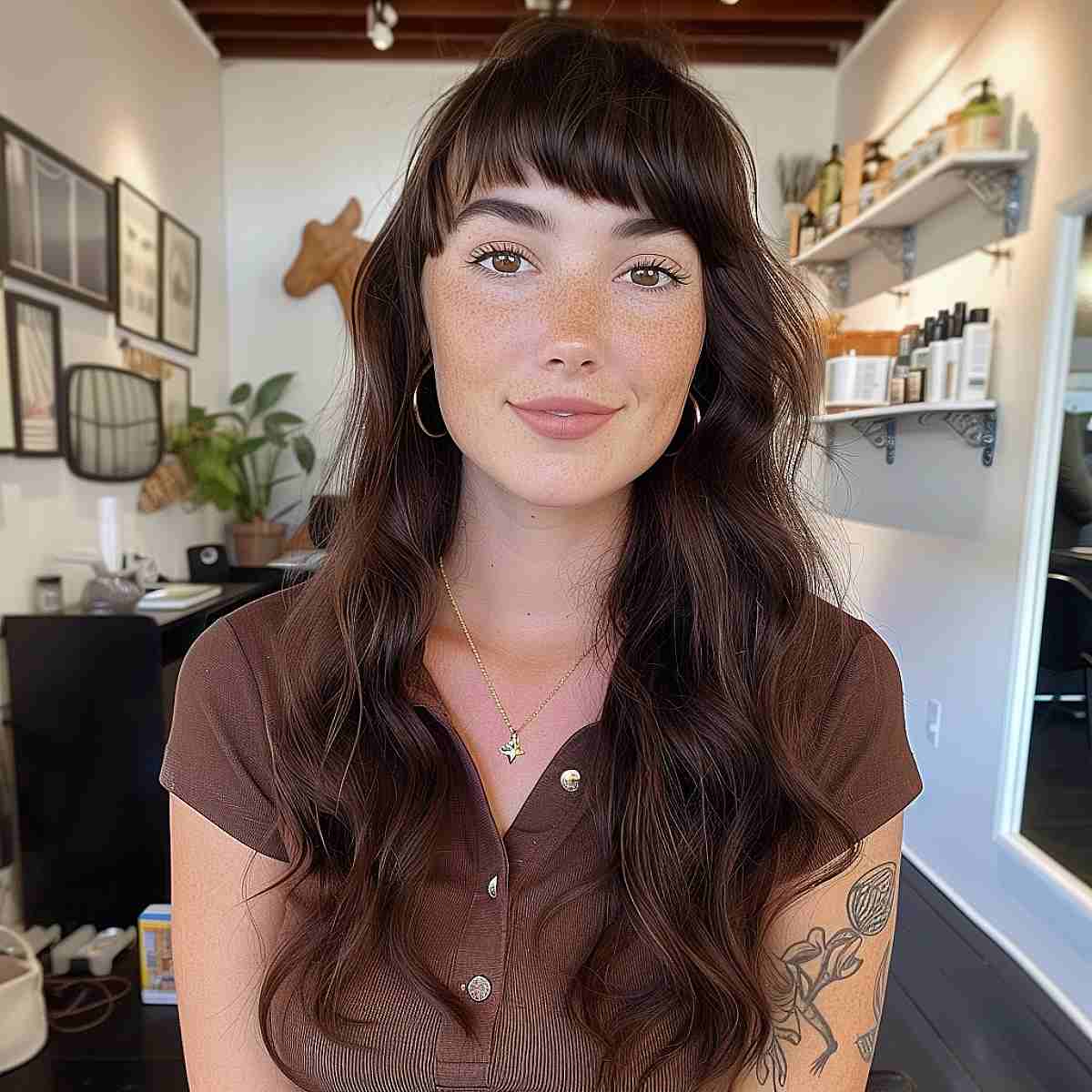 Short Bangs with Long Hair and Curls