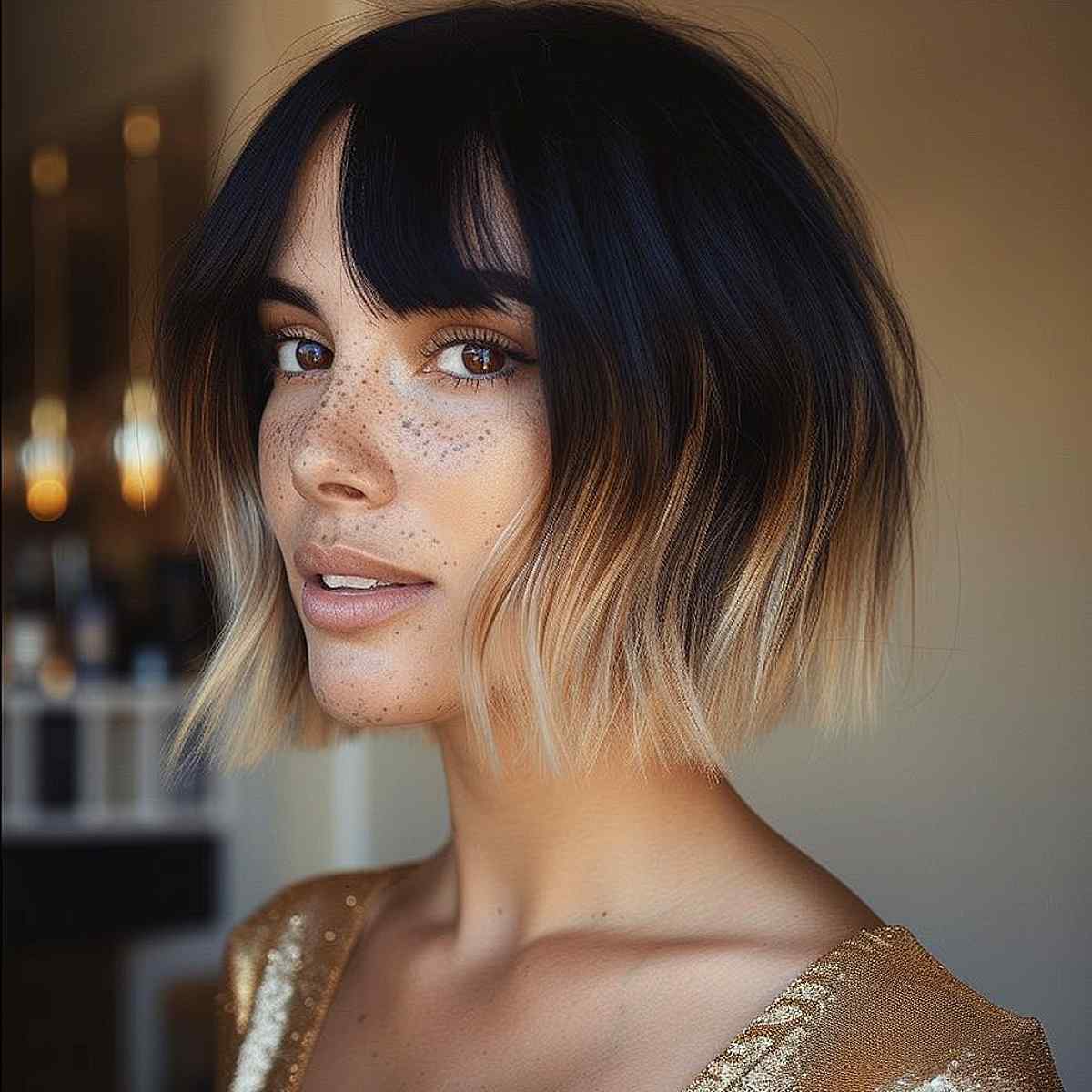 Short Black Hair with Blonde Tips
