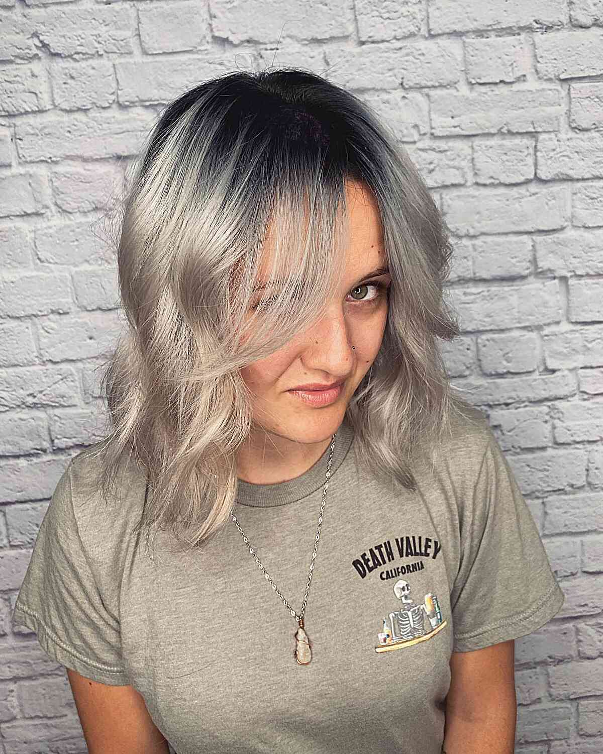 Short Black to Silver Ombre Hair