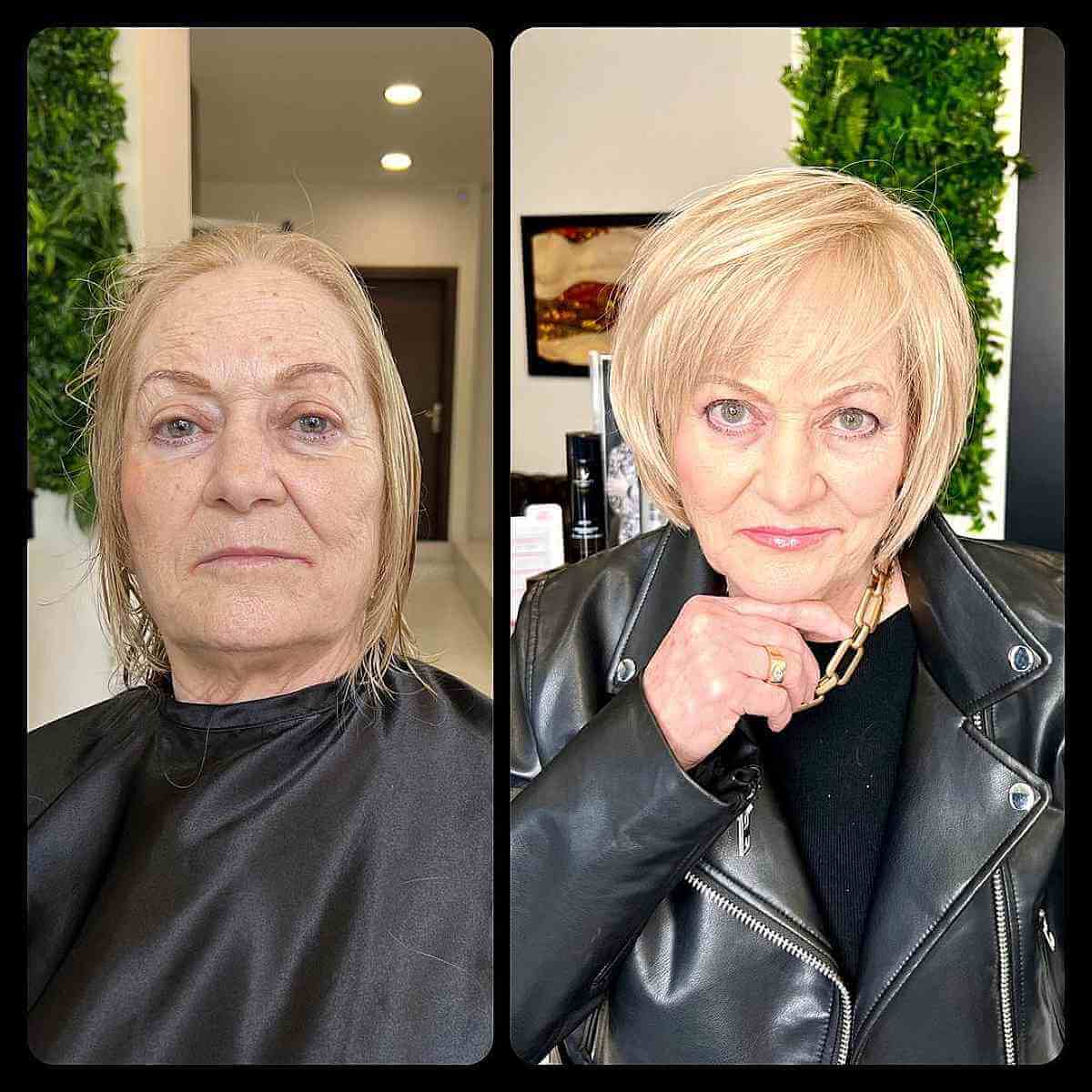 Short Blonde Bob for Women Over 60 with Thinning Hair