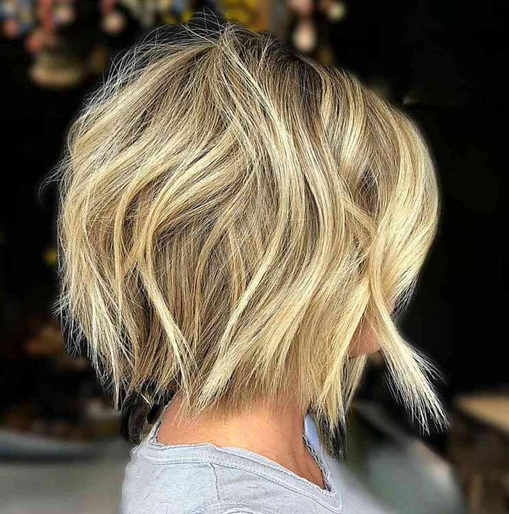 Short Blonde Bobbed Hair With Shattered Choppy Ends 743x750 