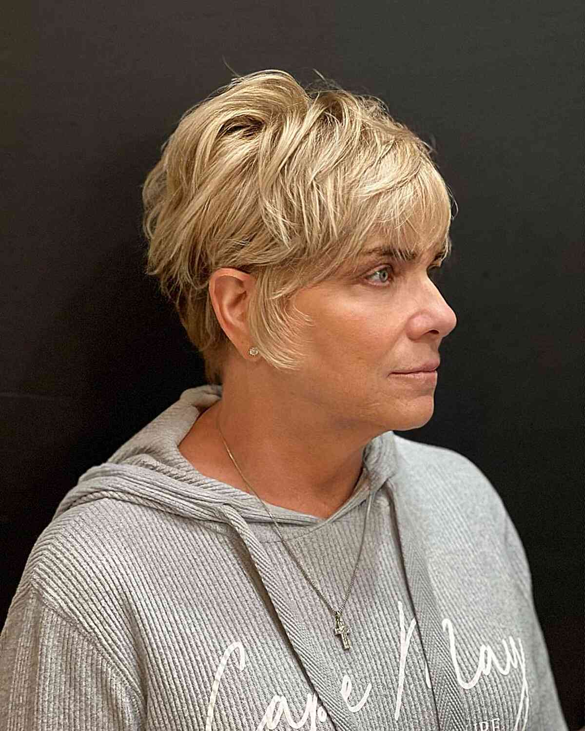Short Blonde Layered Pixie Bob for Thick Hair