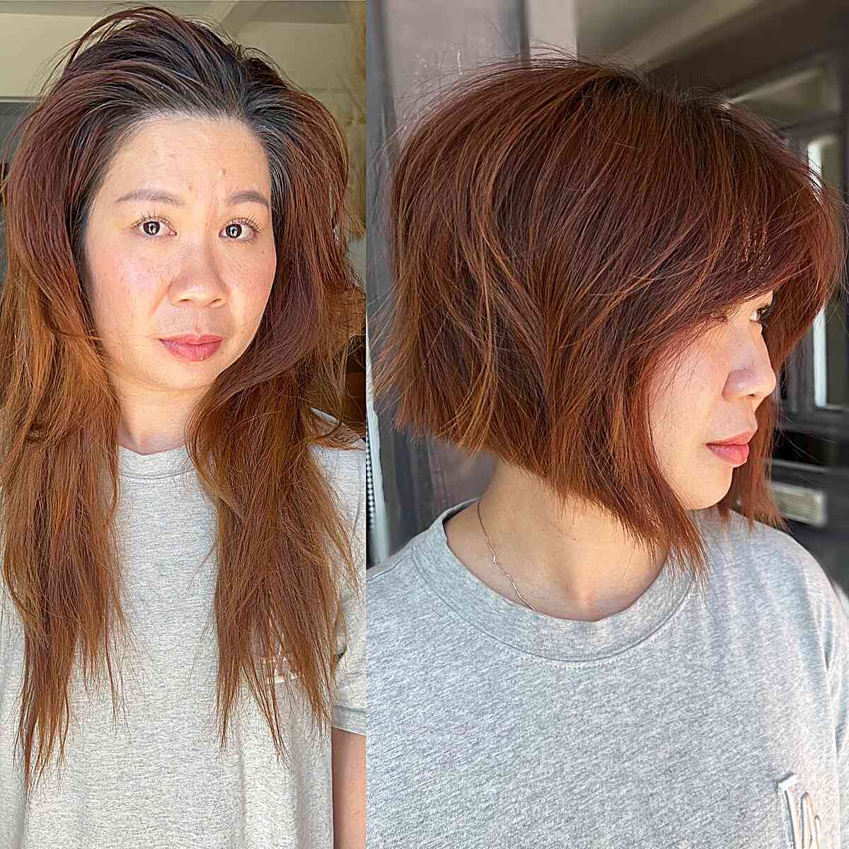 Short Blunt Bob Cut with Wispy Layers for Thick-Haired Women
