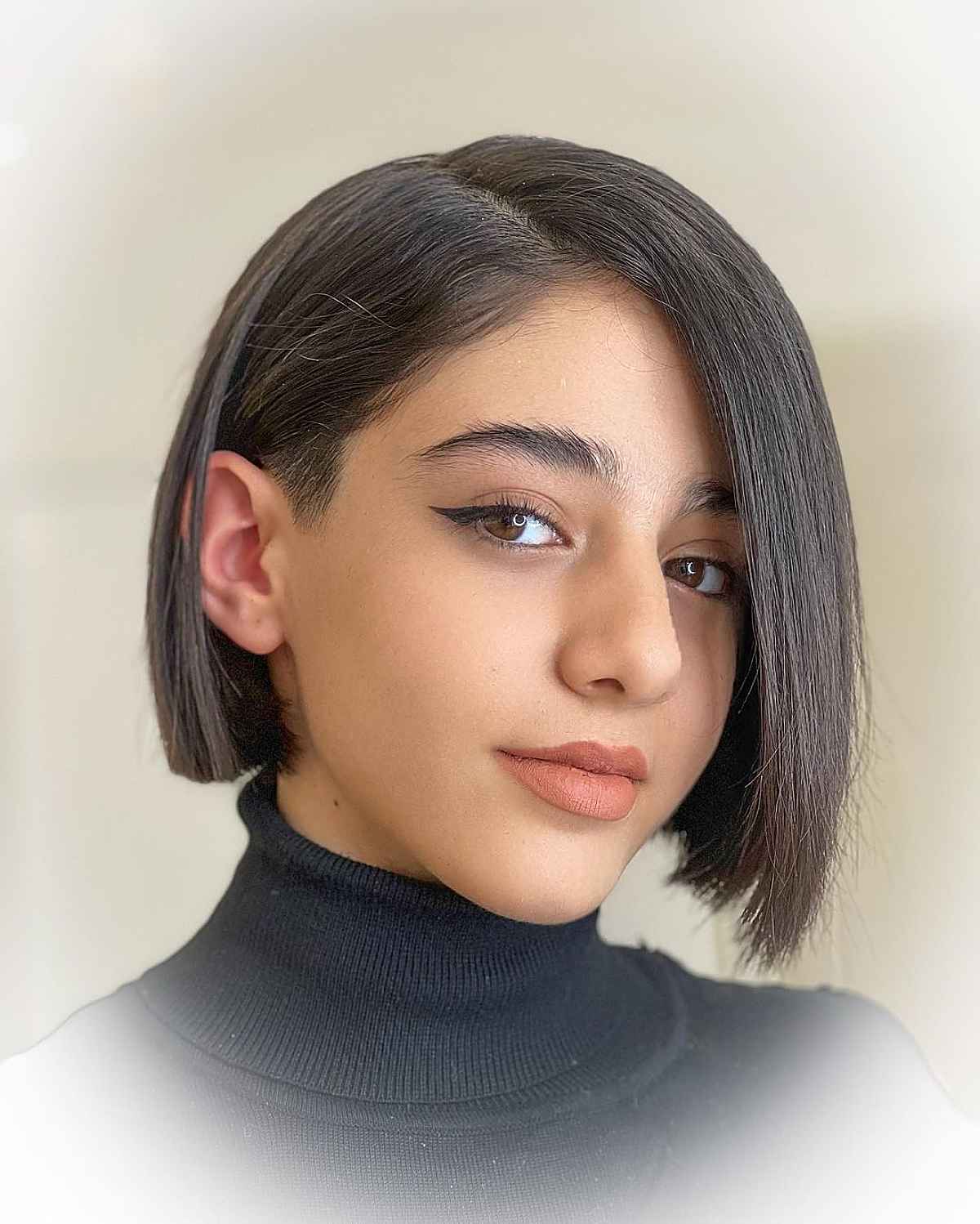Short Blunt Haircut with Asymmetrical Sides