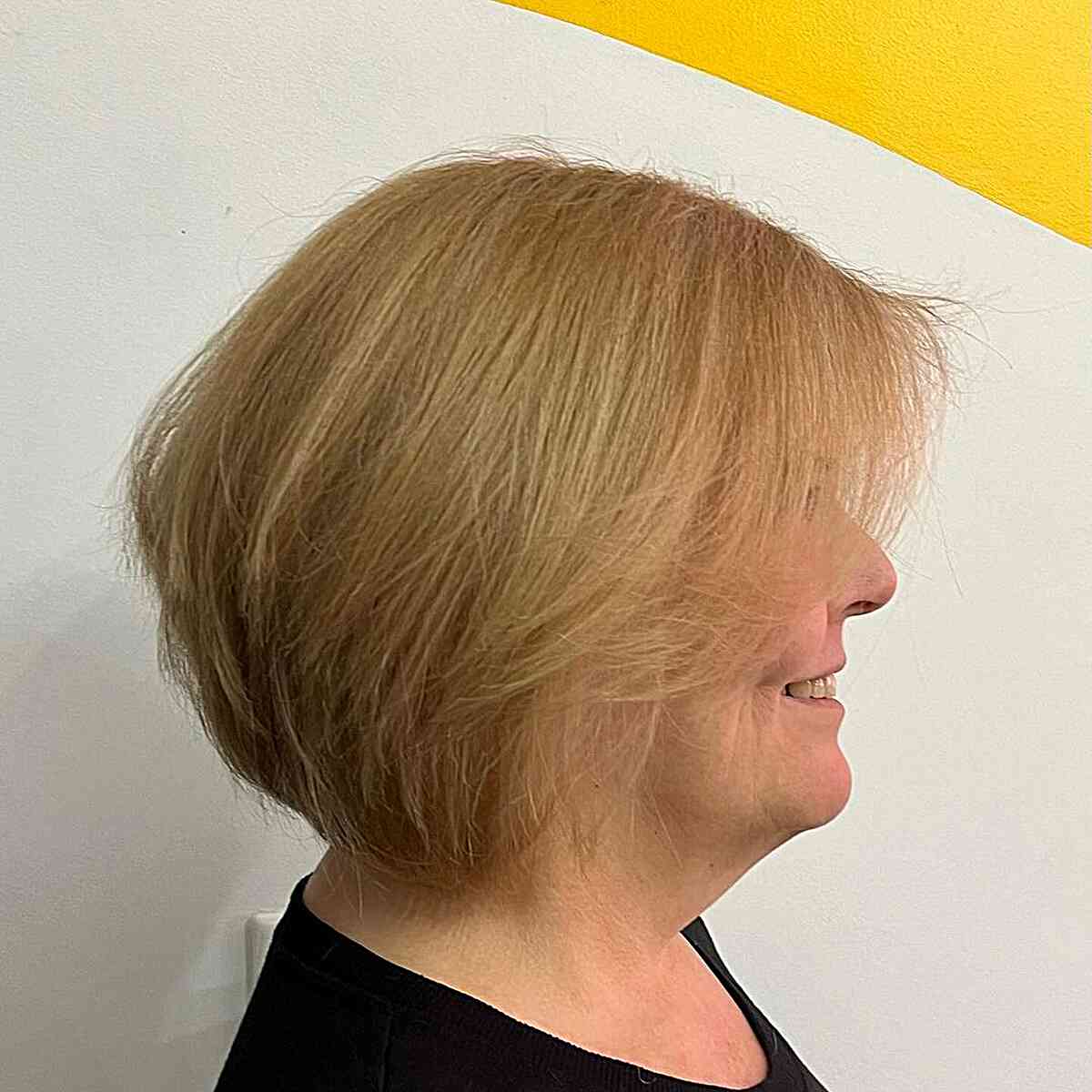 Short Bob Cut with Wispy Layers for Ladies Over 50