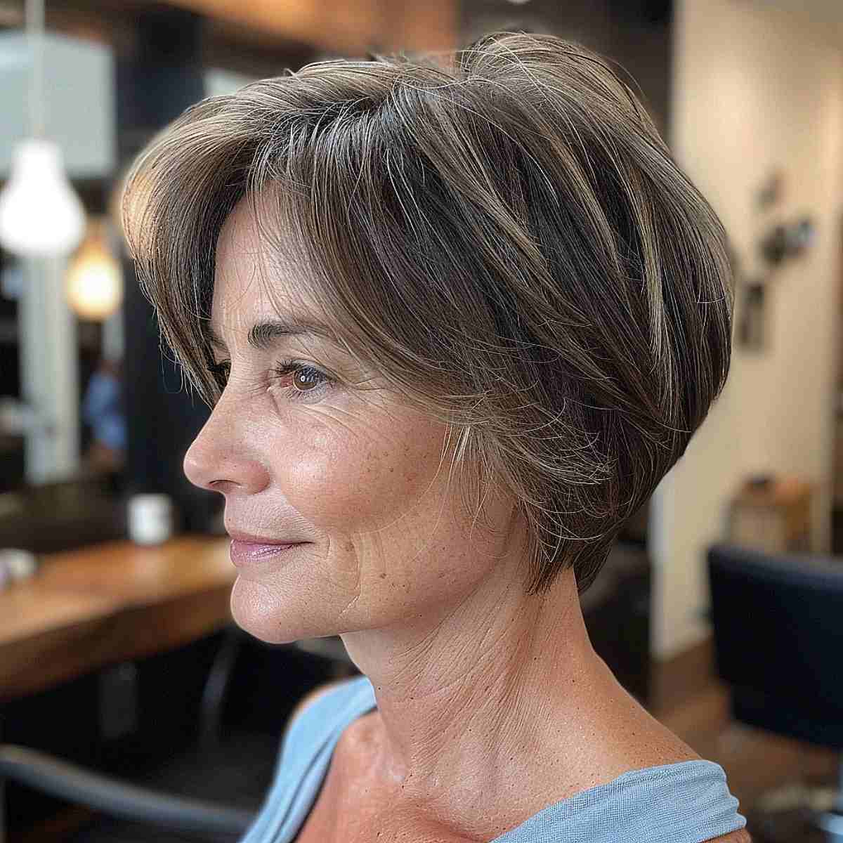 short bob for women over 50 with thick hair