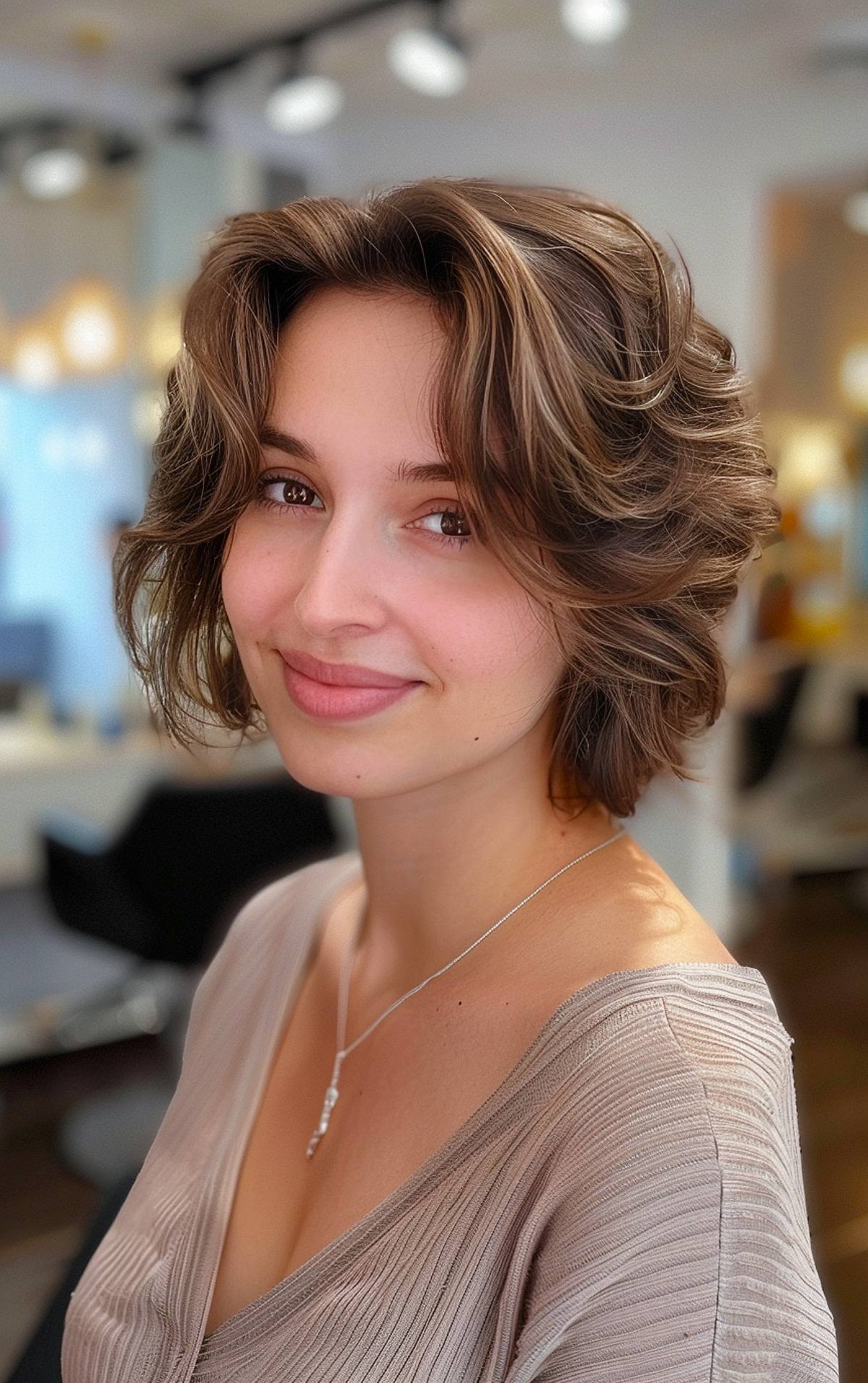 Short shaggy bob with tousled layers for a relaxed look