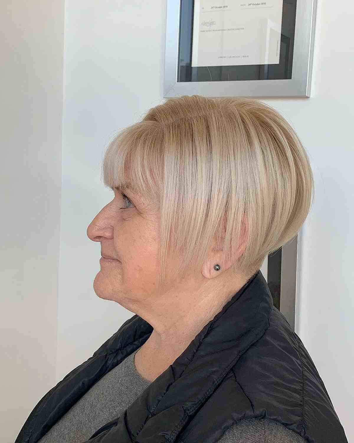 Short Bob with Bangs and Undercut for Old Women