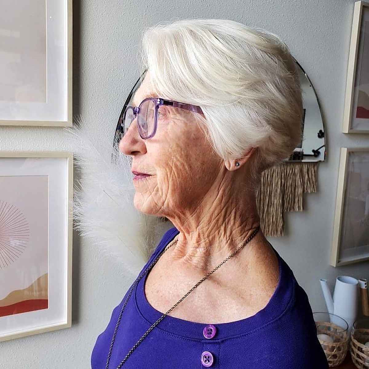 Short Bob with Layers for Women with Large Glasses