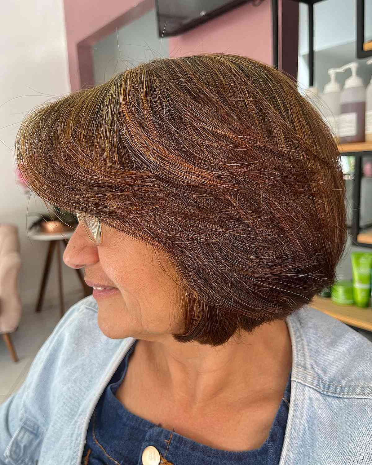 Short Bob with Side Bangs and Subtle Layers for Women in Their 40s