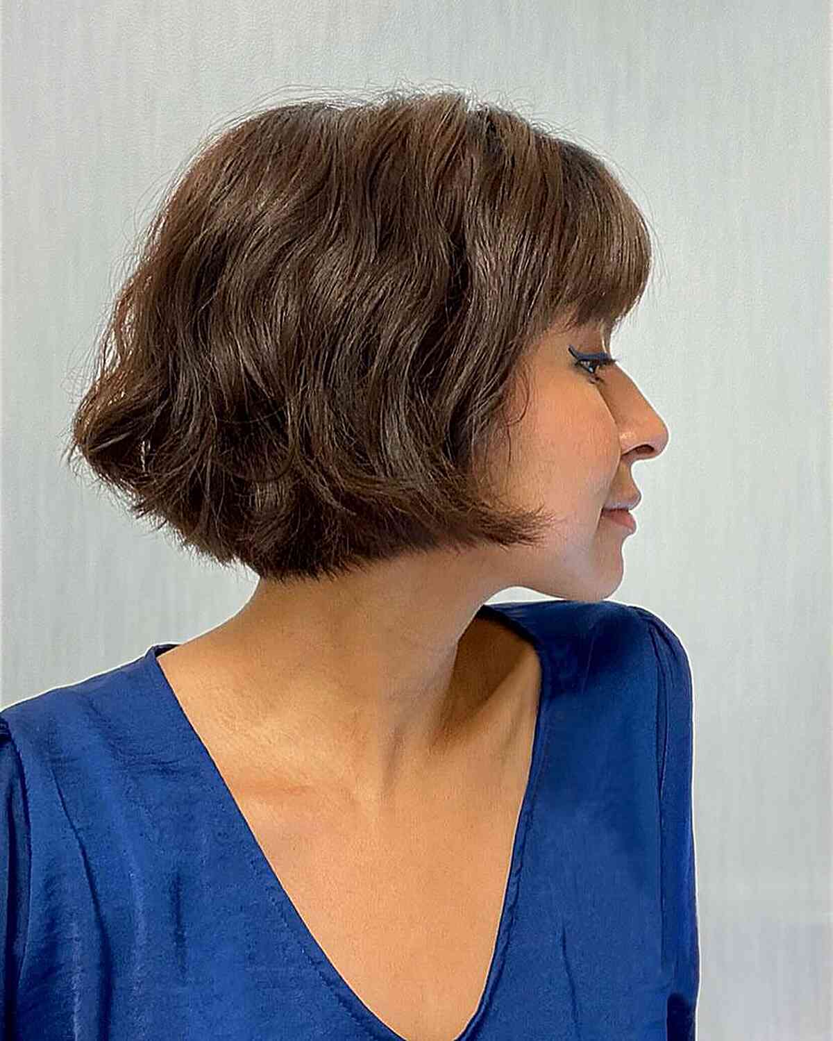 Short Bouncy Bobbed Thick Hair with Fringe