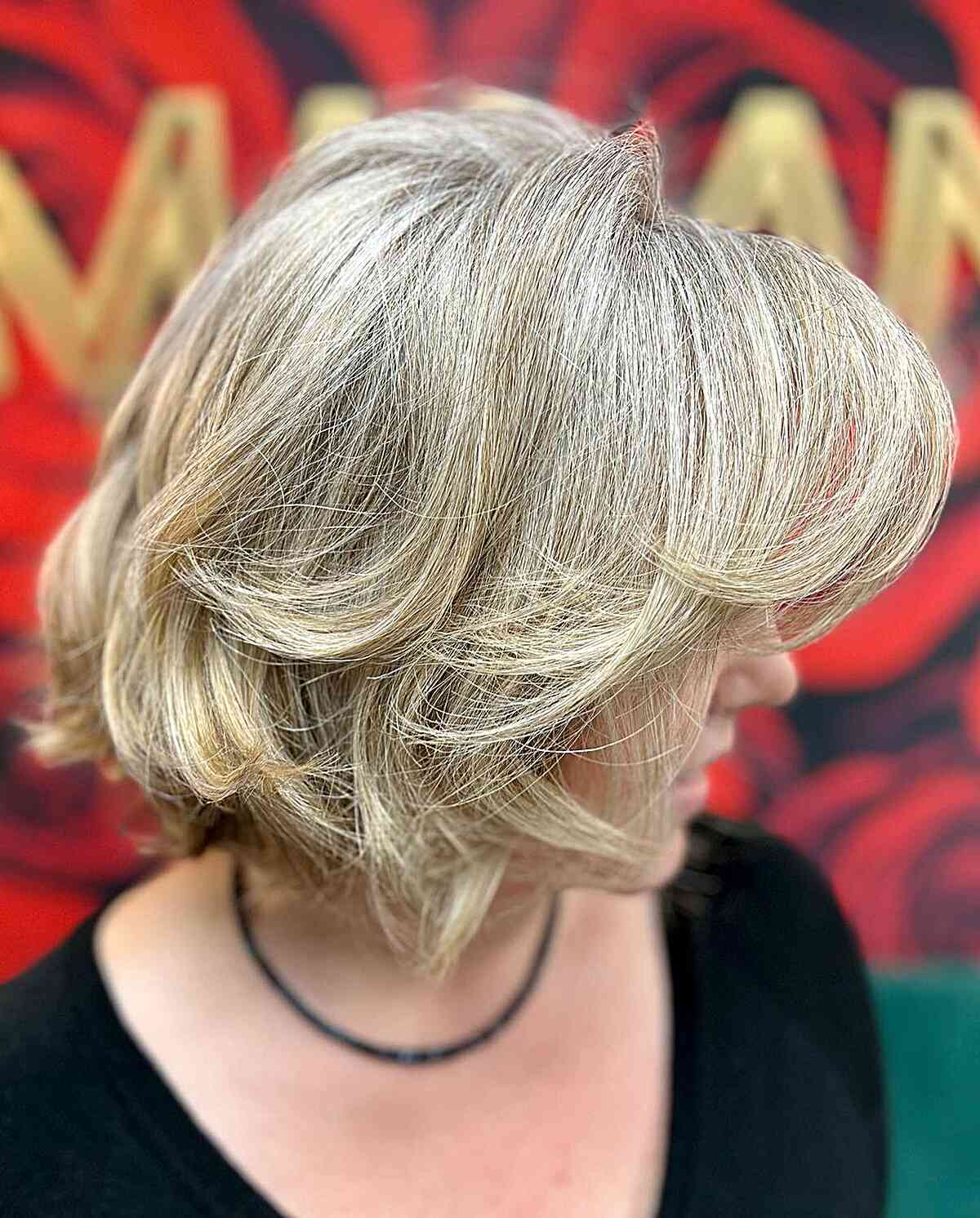 Short Bouncy Modern Feathered Bob with Side Fringe