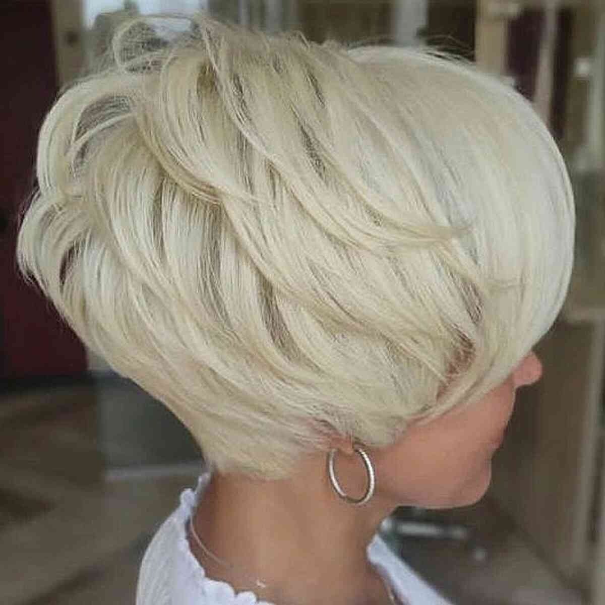 Short Bright Blonde Pixie with Visible Layers for ladies with thick hair
