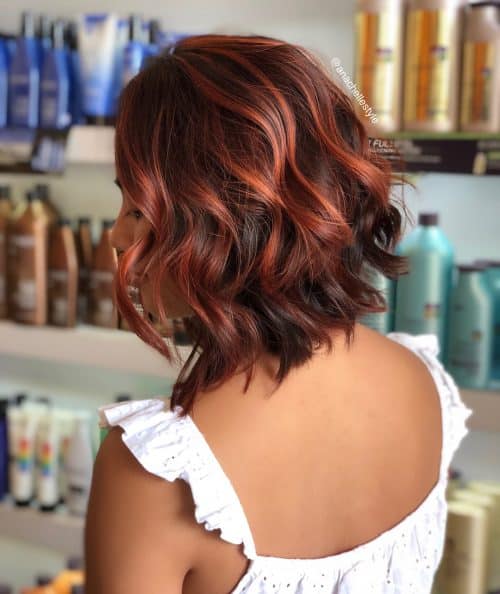 Short Brown Hair With Strawberry Red Highlights