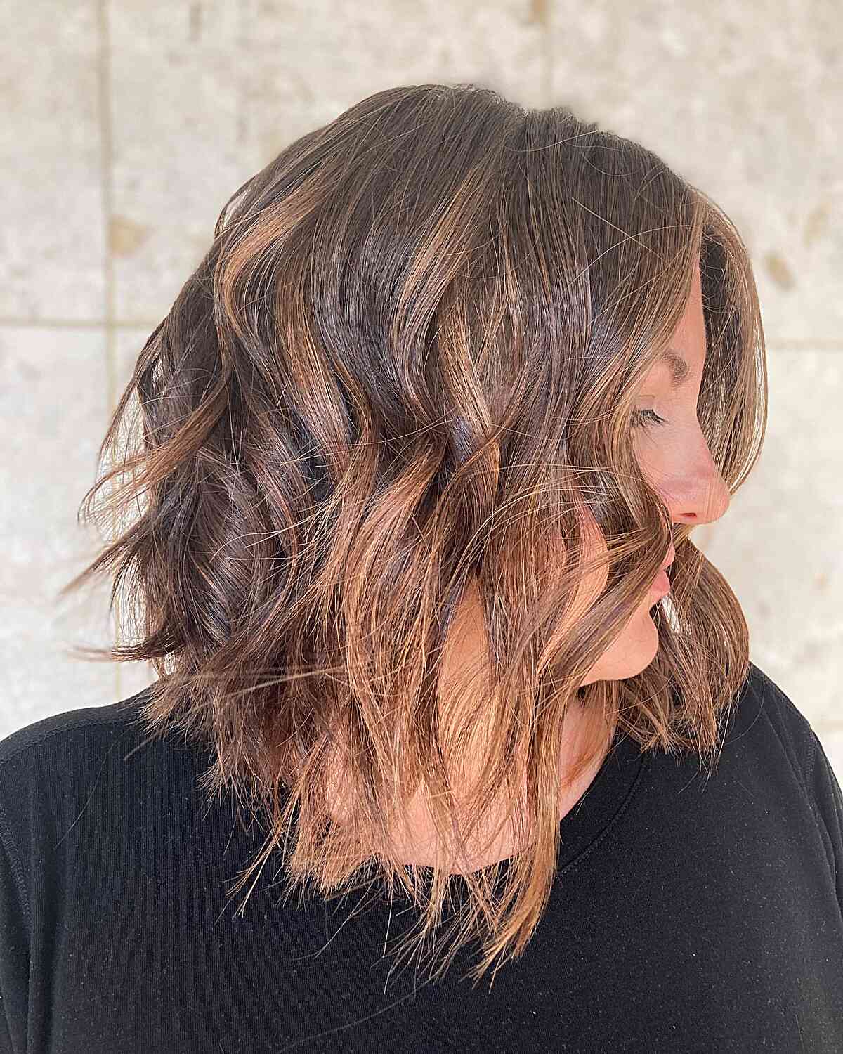 Short Brown Shag with Highlights