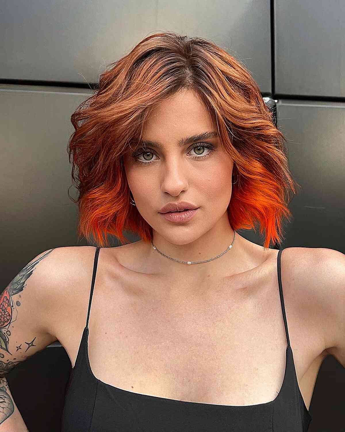 Short Brunette to Vibrant Red Ombre