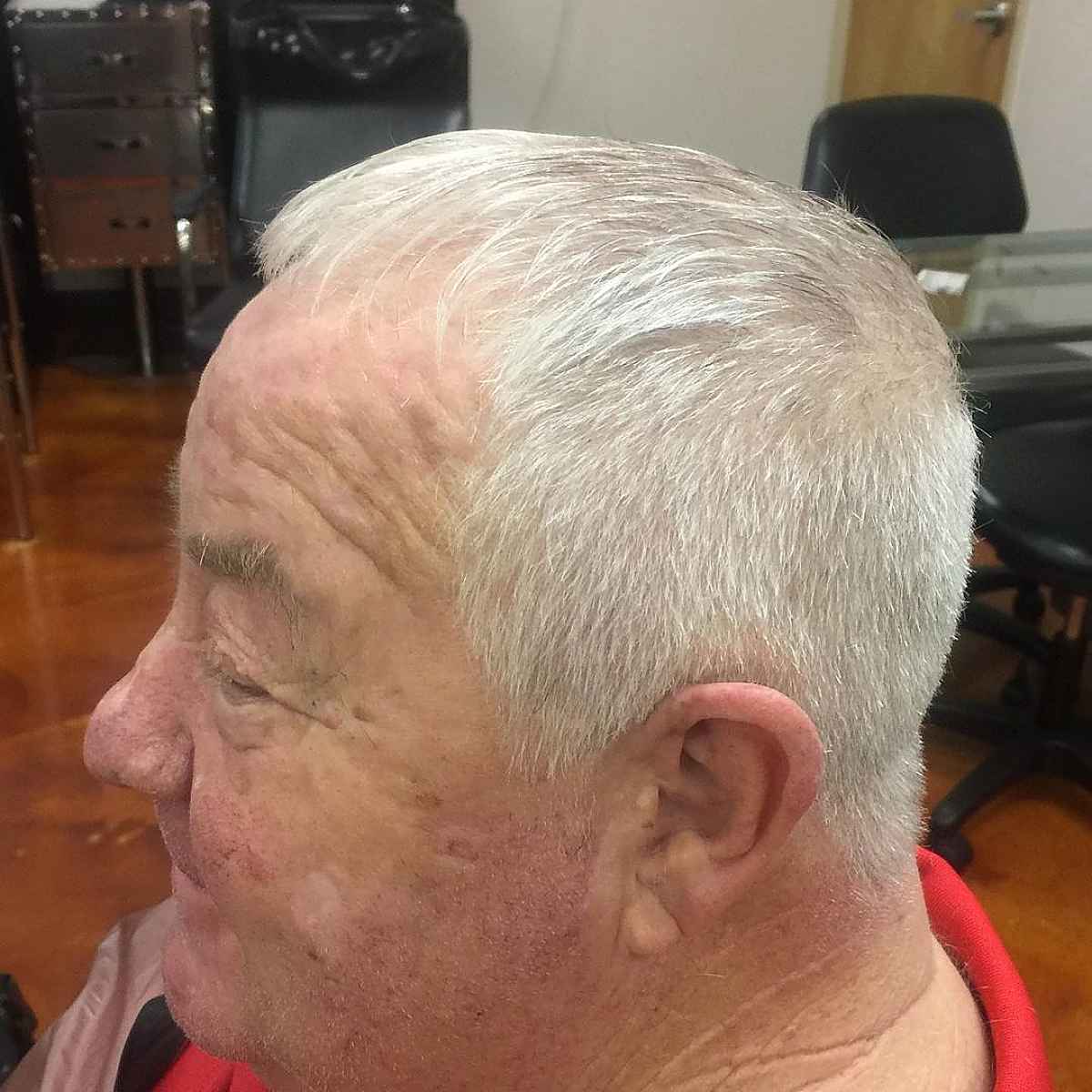 Short caesar cut for balding