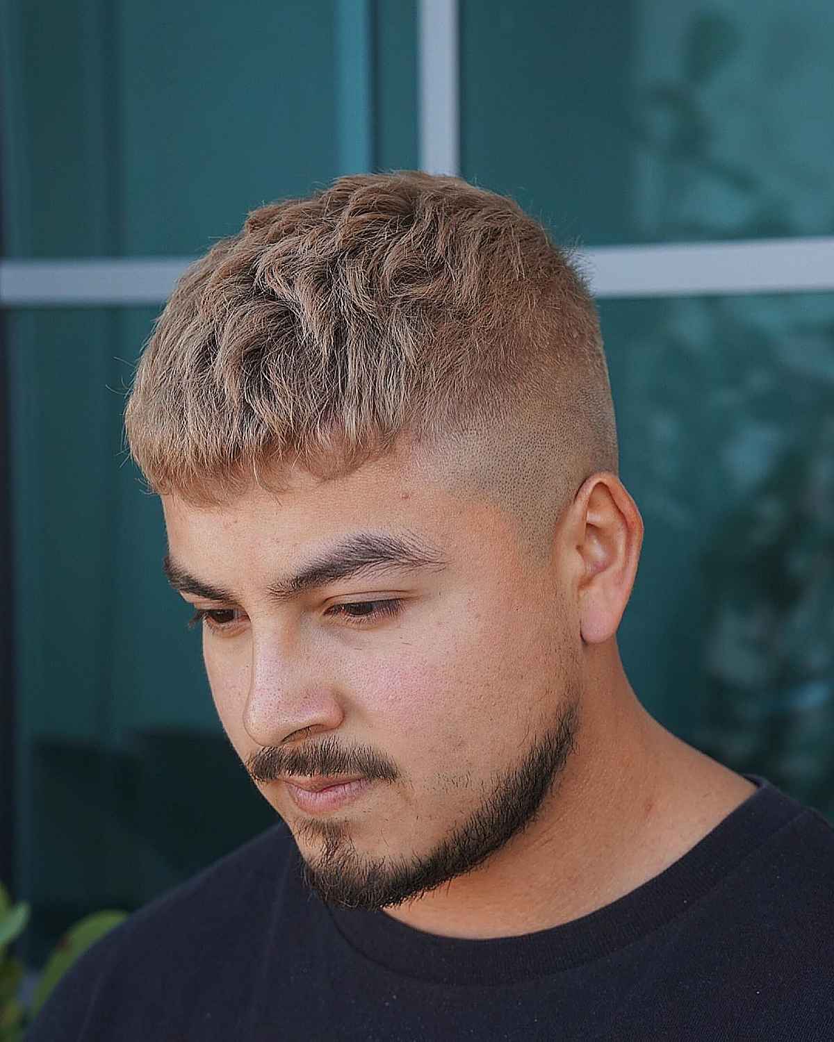 short caesar haircut with high fade