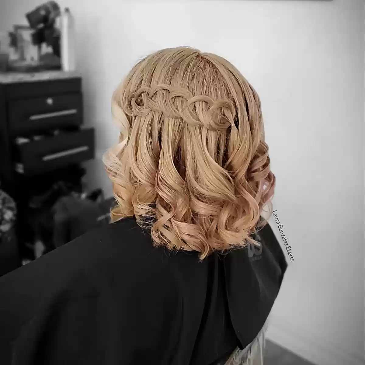 Short Chain Braided Style with Curled Ends for Prom Night