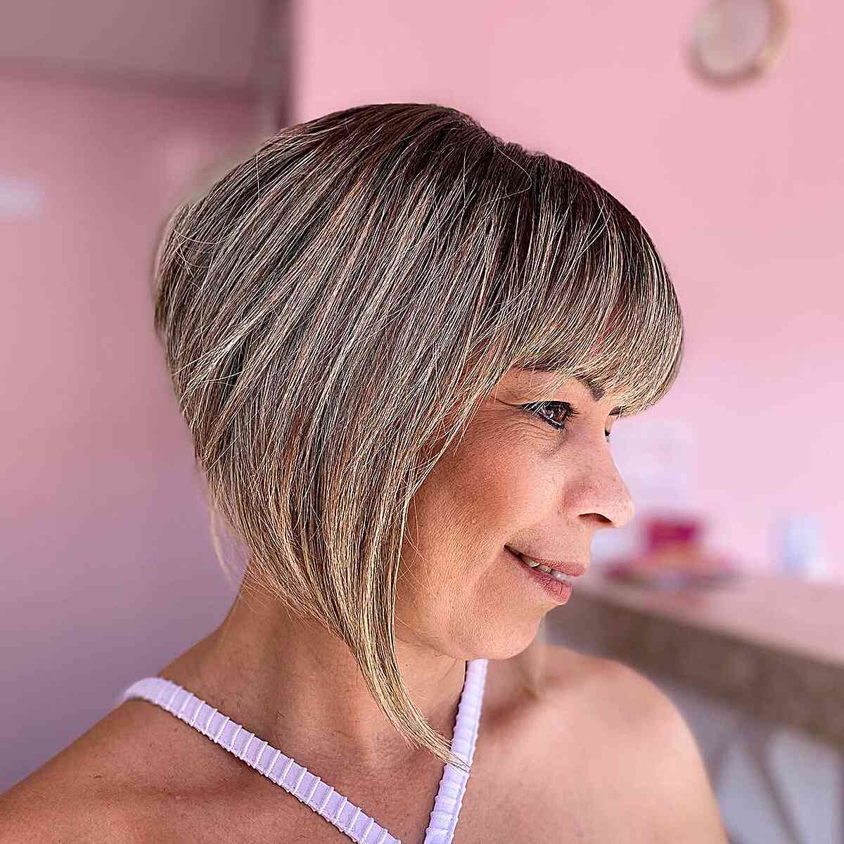 Short Chin-Length Hair with Ashy Blonde Ombre