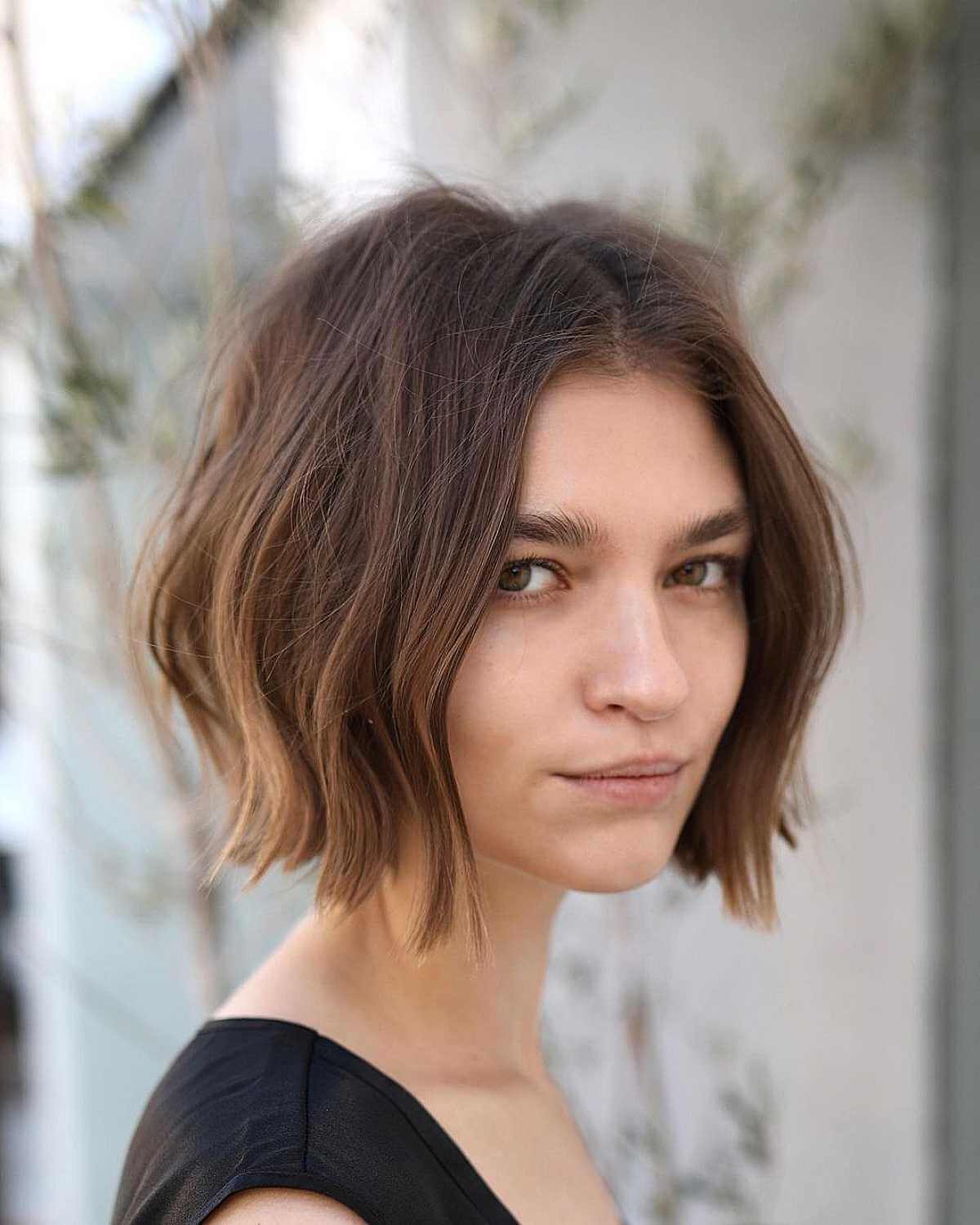 Short Chin-Length Middle Part Style for Thin Hair