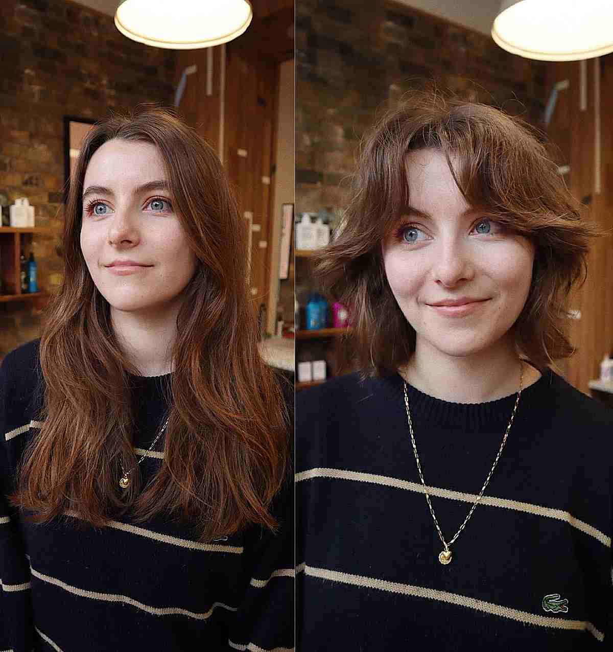 Short Chin-Length Shaggy Wolf Cut with Middle Part Bangs