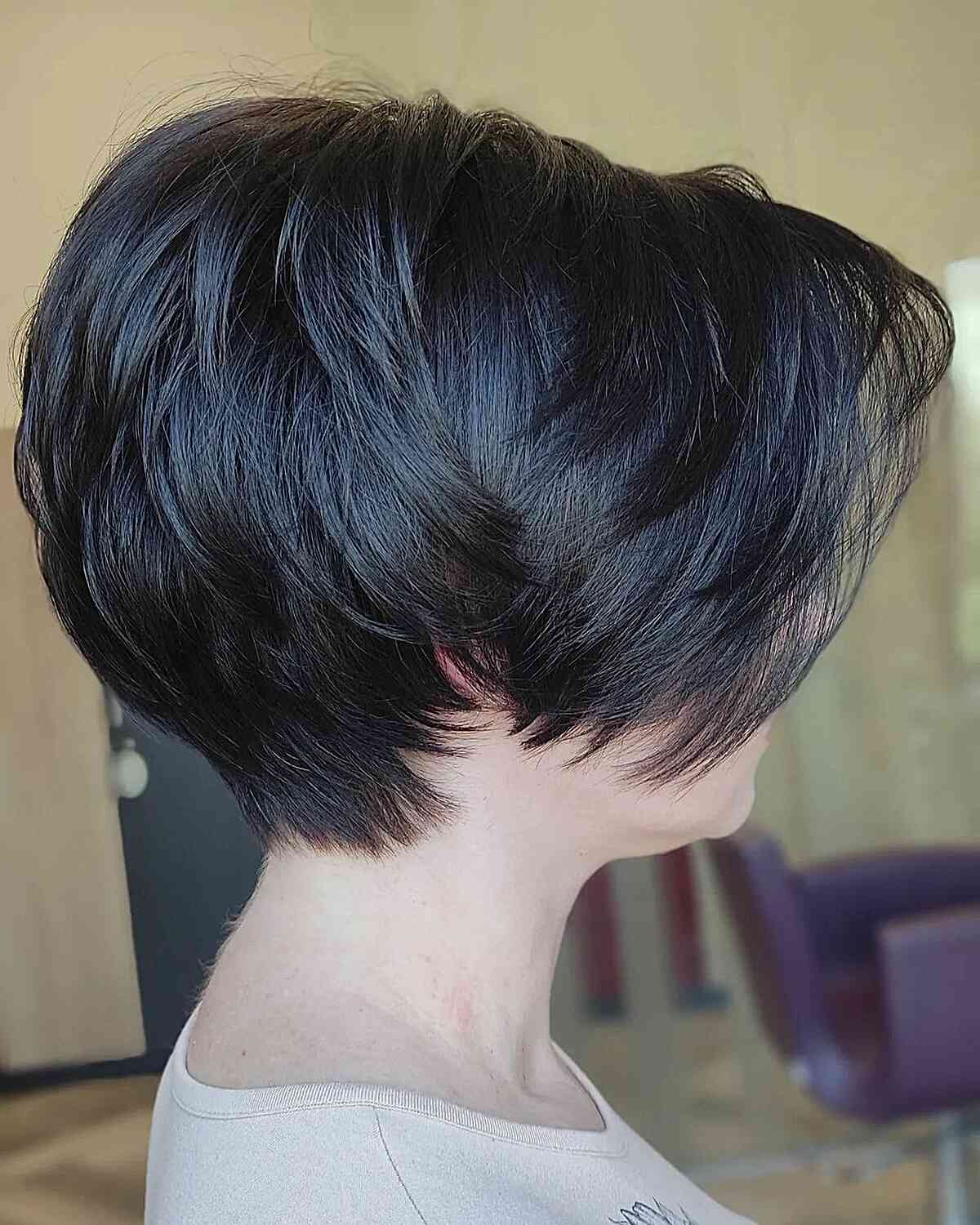 Short Chocolate Pixie Bob with Choppy Layers for ladies with short hair