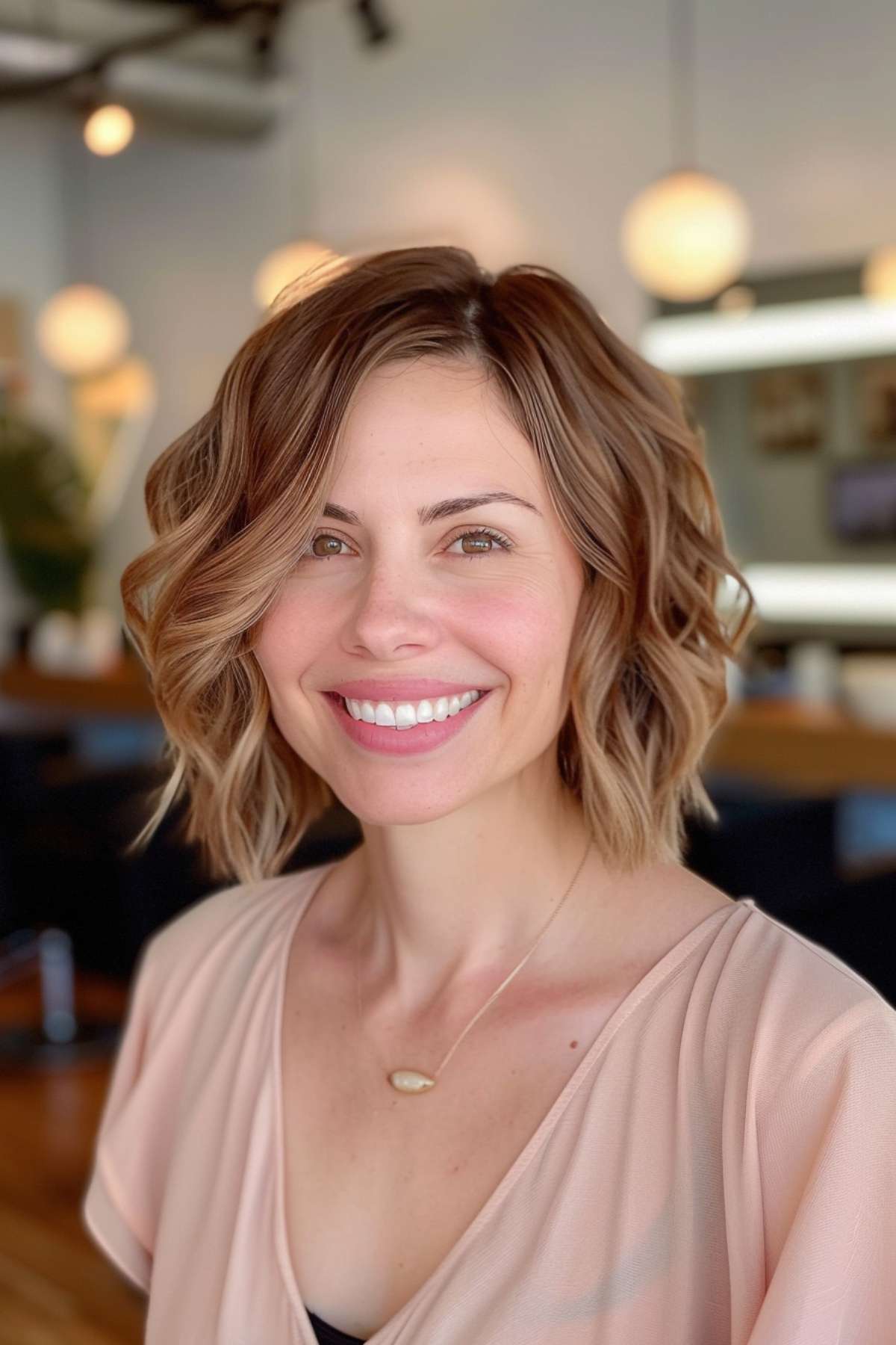 Short choppy bob with texture and side part